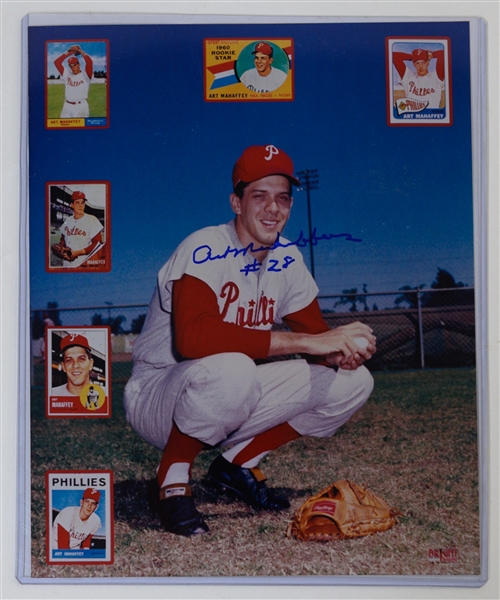 Lot of (6) Signed Phillies/Eagles 8x10s - M. Schmidt, Dick Allen, Ashburn, Bednarik, Retzlaff, Mahaffey - Includes JSA auction LOA