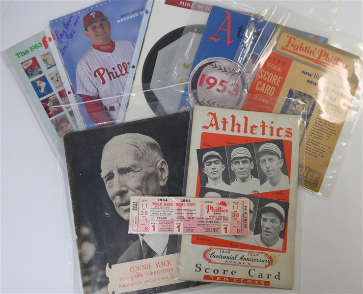 Philadelphia Phillies and A's Lot - Score Cards, Yearbooks, Autographs (inc. Schmidt, Bowa)