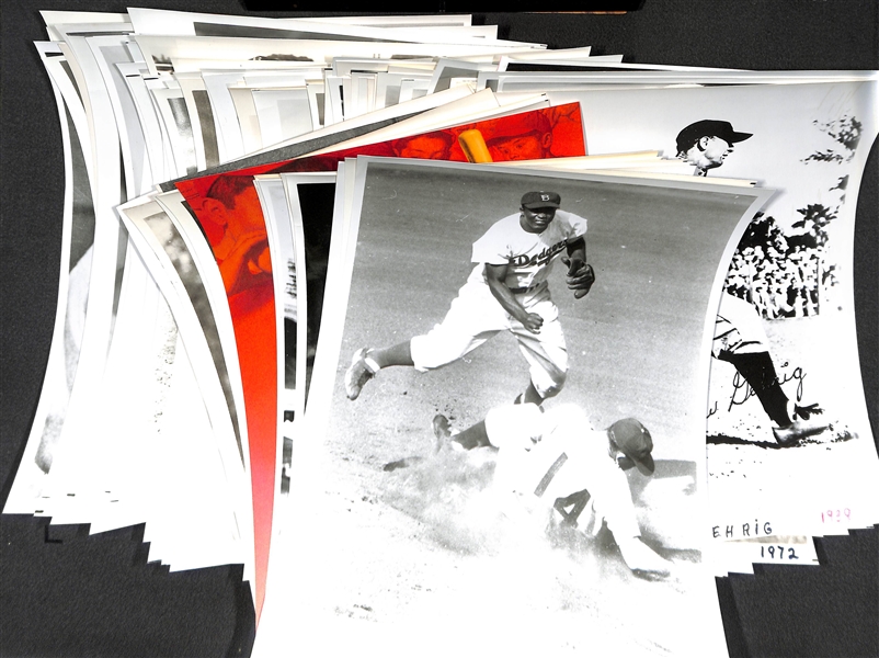 Over 70 Baseball HOF 8x10 Photos From the Uncle Jimmy Collection (Most Printed in 1970s) w. Ruth, Gehrig, Mantle, DiMaggio, Clemente, +
