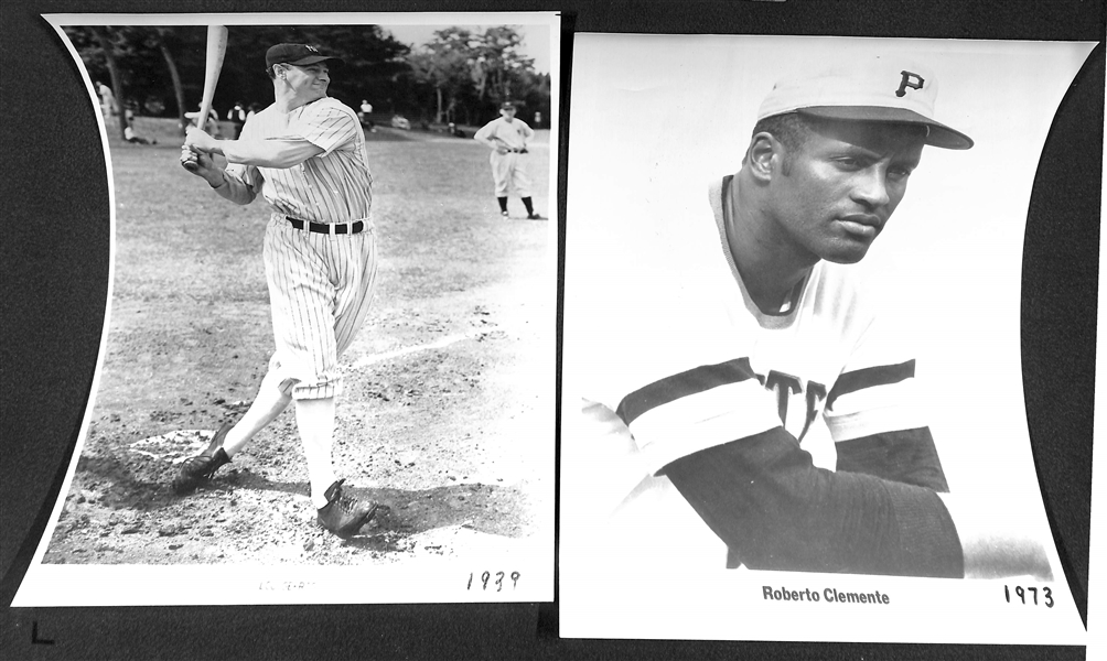 Over 70 Baseball HOF 8x10 Photos From the Uncle Jimmy Collection (Most Printed in 1970s) w. Ruth, Gehrig, Mantle, DiMaggio, Clemente, +