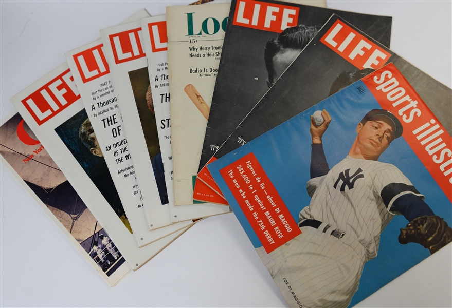 Lot of (10) Sports & News Magazines from 1949-1976 w May 1949 Sports Illustrated w. DiMaggio Cover
