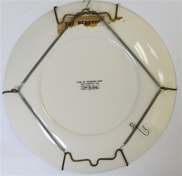 1956 World Series Perfect Game Plate Featuring Don Larsen and (3) Vintage Team Stadium Photos