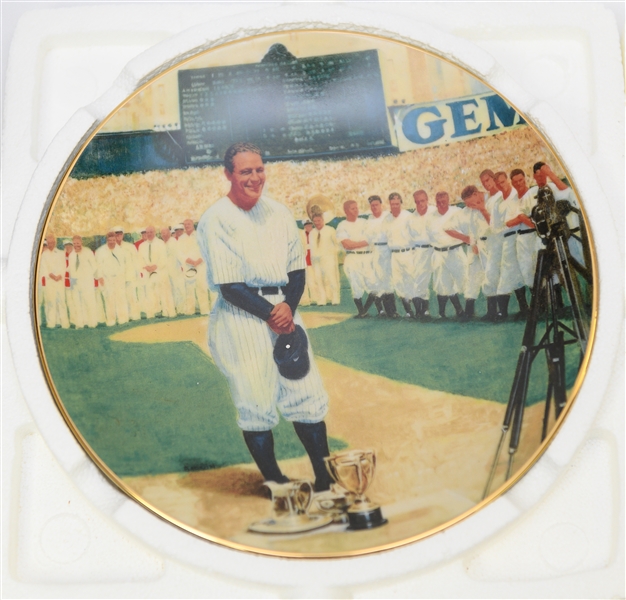 Lot of (4) 1993 Bradford Exchange & Hamilton Plates - Ruth, DiMaggio, Gehrig, Mantle
