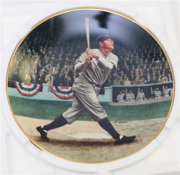 Lot of (4) 1993 Bradford Exchange & Hamilton Plates - Ruth, DiMaggio, Gehrig, Mantle