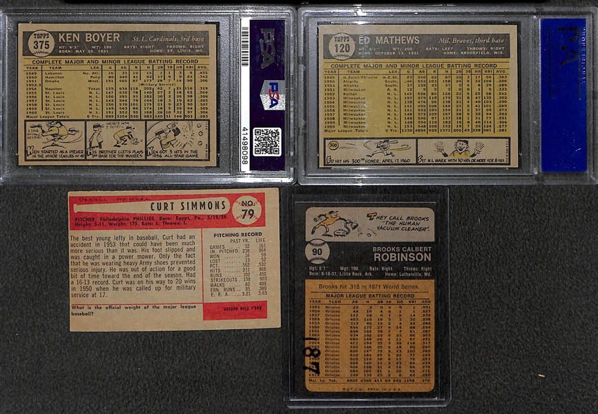 Lot of (39) Vintage Baseball Cards from 1954-1973 w. (6) Topps 1961 PSA Graded Cards Including Ed Mathews PSA 9 (OC)