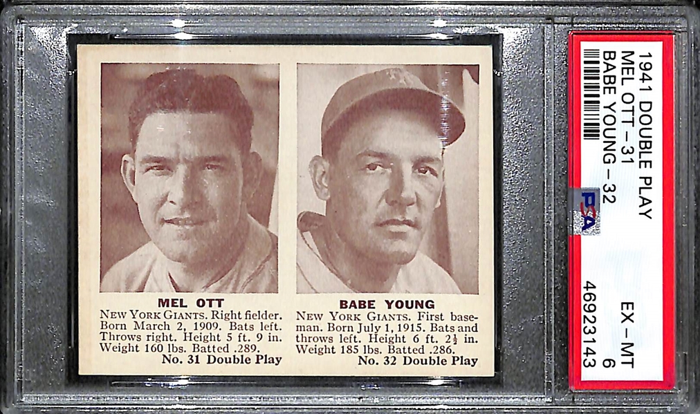 1941 Double Play Mel Ott & Babe Young #31/32 Graded PSA 6