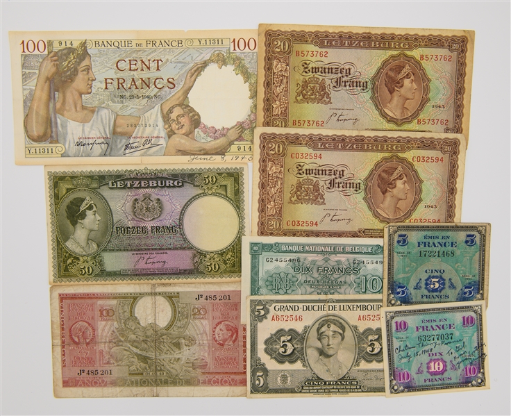 23 French Notes from World War II from the Uncle Jimmy Collection Dated 1941-1945