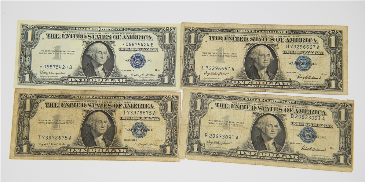 Collection of (42) Circulated $2 Bills 1953-1976 & (4) 1957 Silver Certificate $1 Bills From the Uncle Jimmy Collection