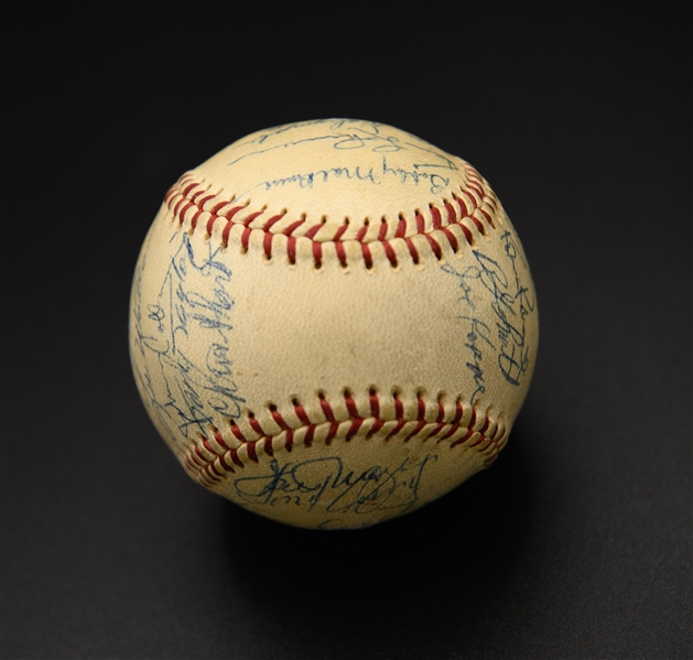 1961 Phillies Team-Signed Baseball (28 Signatures) w. Roberts Roberts (JSA Auction LOA) on a Vintage Spalding Official NL Baseball