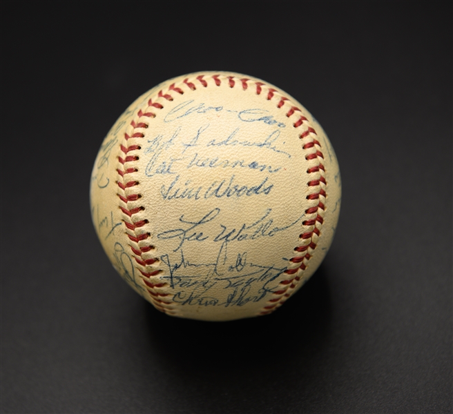 1961 Phillies Team-Signed Baseball (28 Signatures) w. Roberts Roberts (JSA Auction LOA) on a Vintage Spalding Official NL Baseball