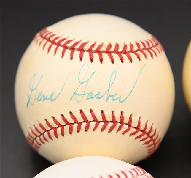 Lot of (6) Single-Signed Phillies-Related Baseballs w/ Roberts, Carlton Bowa, Muholland/Greene Dual No-Hitters, Dykstra, Garber (JSA Auction Letter)