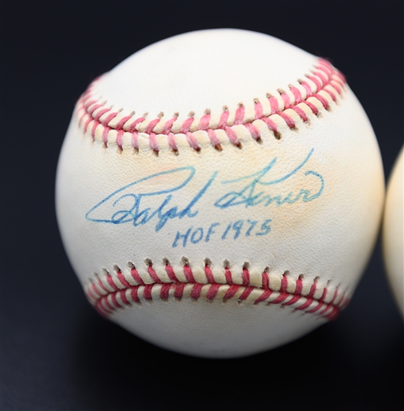 Lot of (3) Single-Signed Official Major League Baseballs w/ Ralph Kiner, George Kell, Eddie Matthews (JSA Auction LOA)