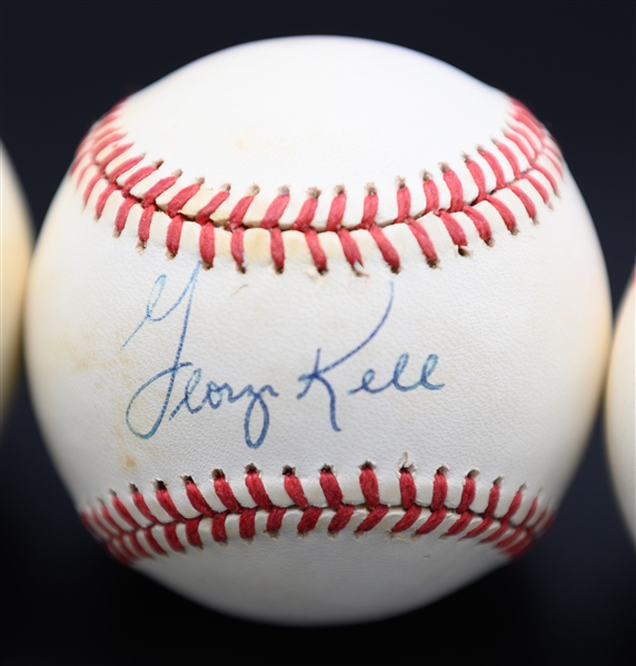 Lot of (3) Single-Signed Official Major League Baseballs w/ Ralph Kiner, George Kell, Eddie Matthews (JSA Auction LOA)