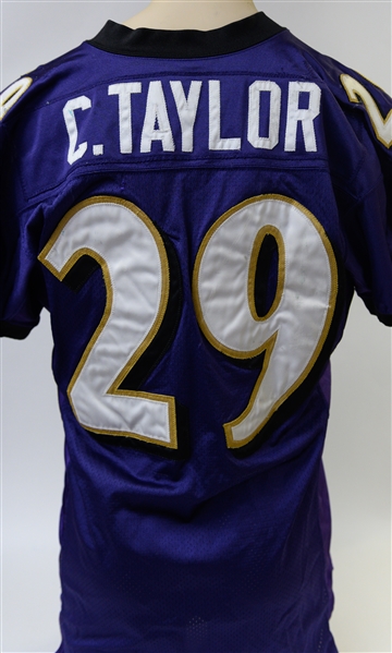 Rare 2004 Chester Taylor Season Worn Baltimore Ravens Game-Used Jersey w. Many Team Repairs & Alterations!