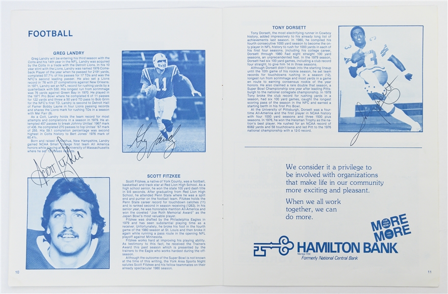 1981 Sports Event (York, PA) Program Signed by Tony Dorsett, B. Parent, W. Stargell, & Others