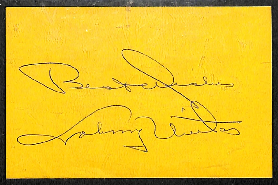 Johnny Unitas Signed 2.5x4 Paper Autograph Cut (JSA Auction LOA)