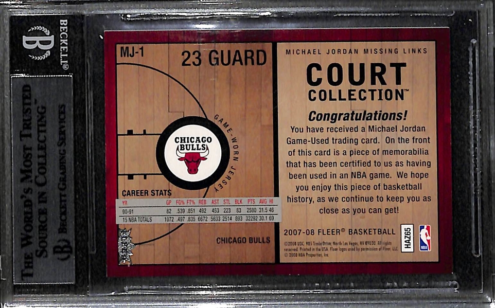 2007-08 Michael Jordan Fleer Missing Links Court Collection Game-Worn Jersey Card #MJ-1 Graded BGS 9 Mint