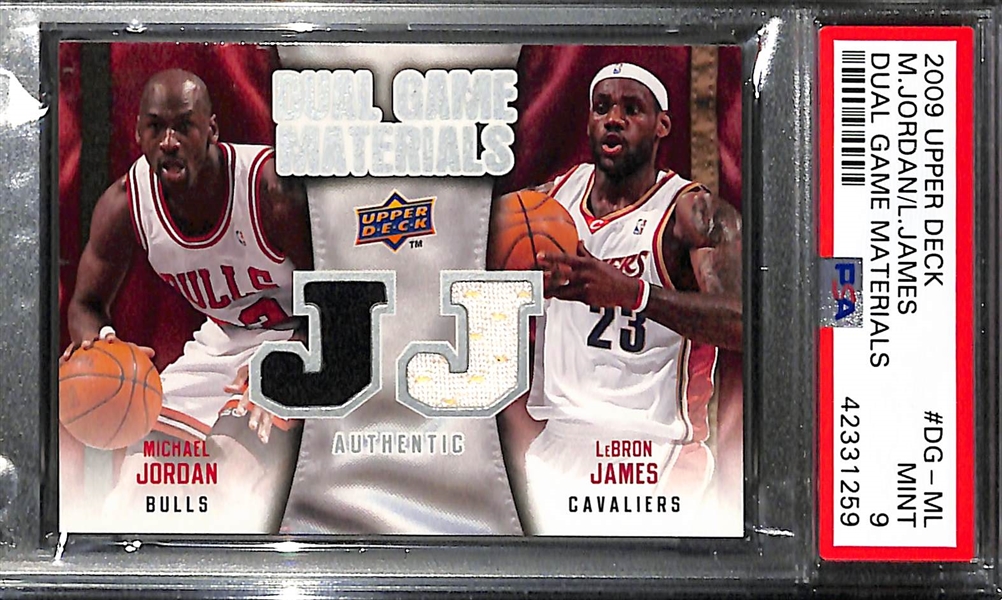 2009 Upper Deck Michael Jordan & Lebron James Dual Game-Used Relic Card Graded PSA 9