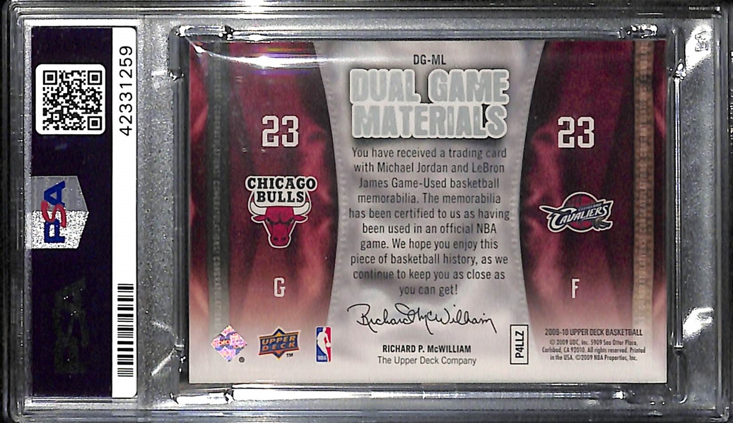 2009 Upper Deck Michael Jordan & Lebron James Dual Game-Used Relic Card Graded PSA 9