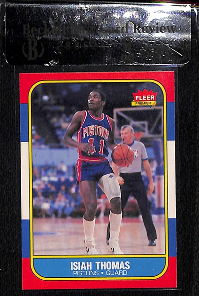 1986-87 Fleer Isiah Thomas (#109) & Spud Webb (#120) Rookie Cards - Both Beckett Raw-Graded BGS 9 Mint