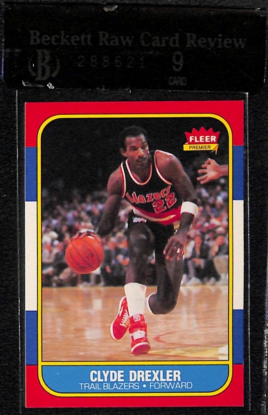 1986-87 Fleer Clyde Drexler #26 Rookie Card Beckett Raw-Graded BGS 9 Mint