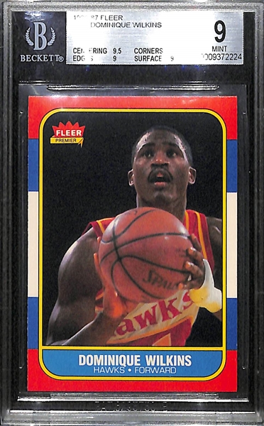 1986-87 Fleer Dominique Wilkins #121 Rookie Card Graded BGS 9 Mint