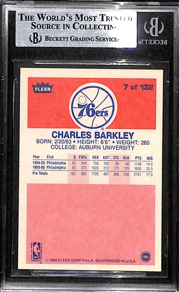 1986-87 Fleer Charles Barkley #7 Rookie Card Graded BGS 9 Mint