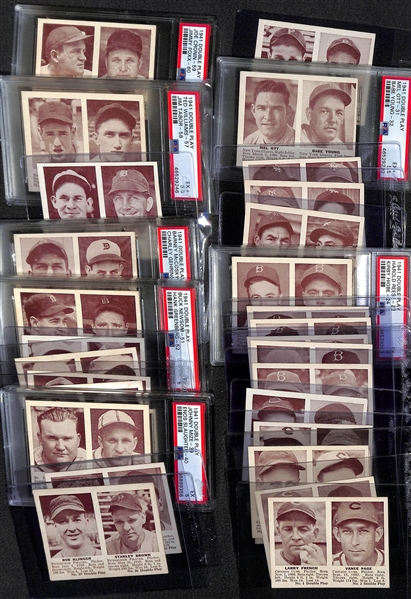 1941 Double Play Lot - First 30 Cards in Set (#1/2 to 59/60) w/ 7 Graded Cards (Ted Williams, Foxx, Ott, Greenberg, Gehringer, Mize/Slaughter)