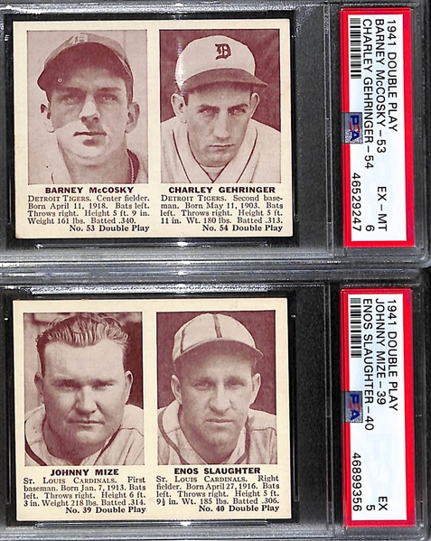 1941 Double Play Lot - First 30 Cards in Set (#1/2 to 59/60) w/ 7 Graded Cards (Ted Williams, Foxx, Ott, Greenberg, Gehringer, Mize/Slaughter)