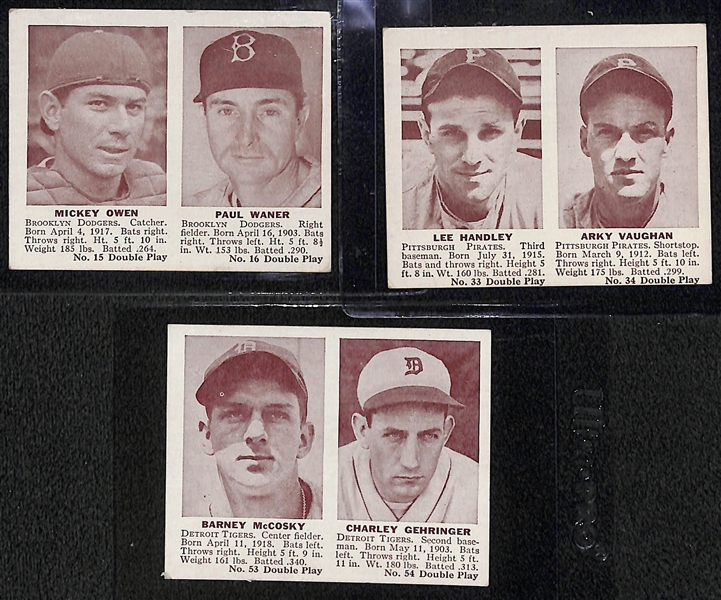 1941 Double Play Lot - 36 Different Cards of the 75 in the Set w. P. Waner, A. Vaughn, Gehringer