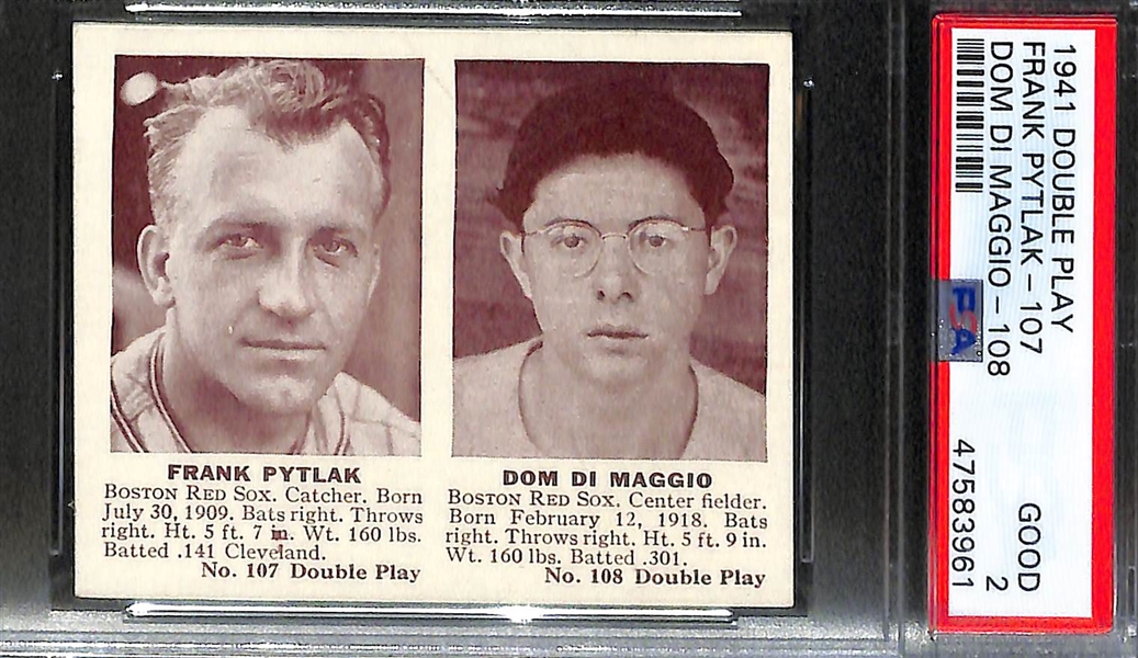 Lot of 3 Graded 1941 Double Play Cards - Rizzuto/Gomez PSA 3, Ott/Young PSA 5 MK, Dom DiMaggio/Pytlak PSA 2