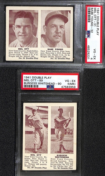 Lot of 4 Graded 1941 Double Play Mel Ott Cards