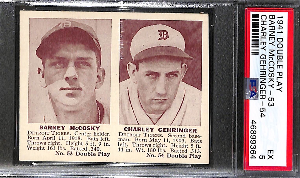 Lot of 4 HOFer Graded 1941 Double Play Cards (All PSA 5) with Mel Ott, Paul Waner, Lloyd Waner, Charley Gehringer