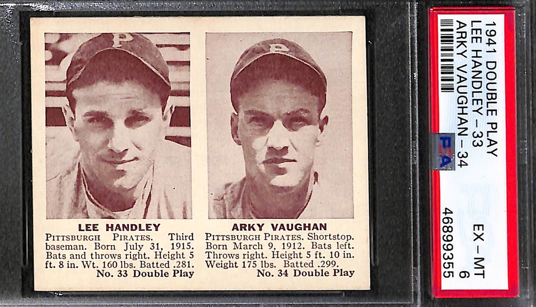 Lot of 3 HOFer Graded 1941 Double Play Cards (All PSA 6) with Luke Appling, Arky Vaughan, Red Ruffing/ Joe Gordan
