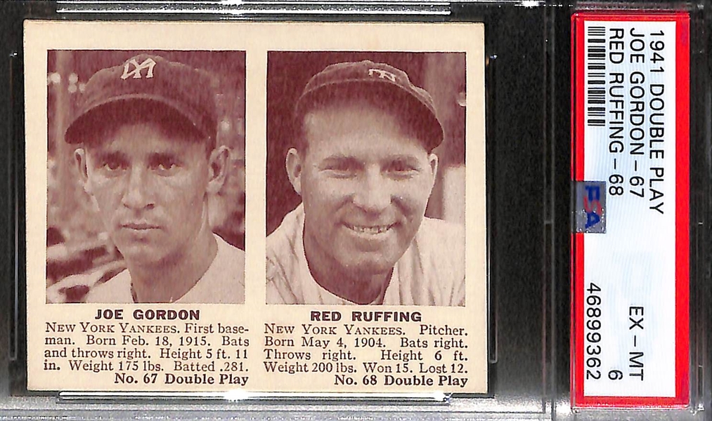 Lot of 3 HOFer Graded 1941 Double Play Cards (All PSA 6) with Luke Appling, Arky Vaughan, Red Ruffing/ Joe Gordan