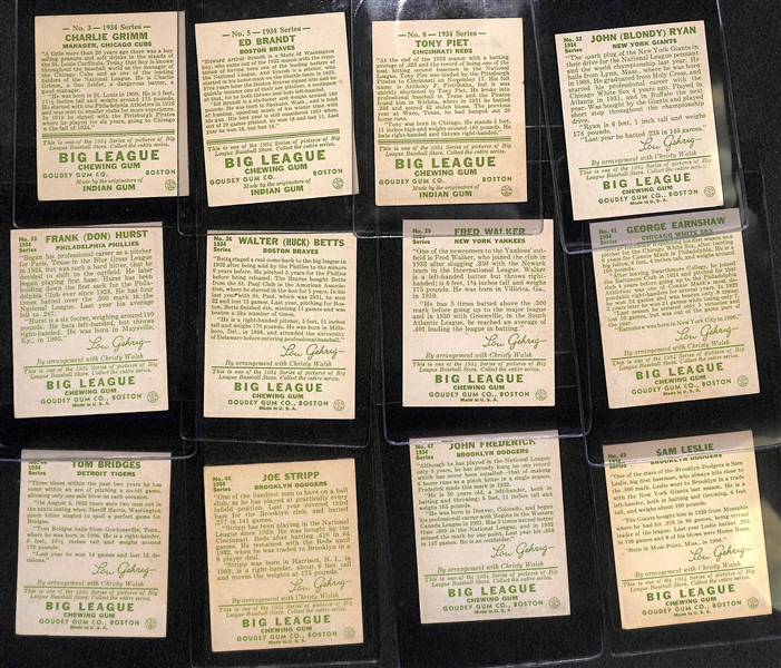 Lot of (17) 1934 Goudey Baseball Cards