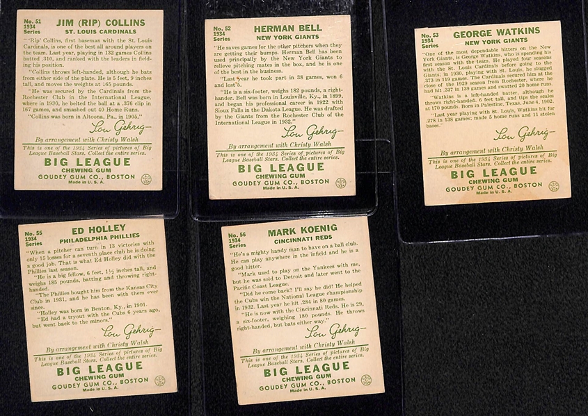 Lot of (17) 1934 Goudey Baseball Cards