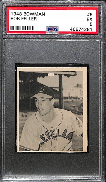 1948 Bowman Bob Feller Rookie Card Graded PSA 5
