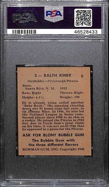 1948 Bowman Ralph Kiner Rookie Card Graded PSA 5
