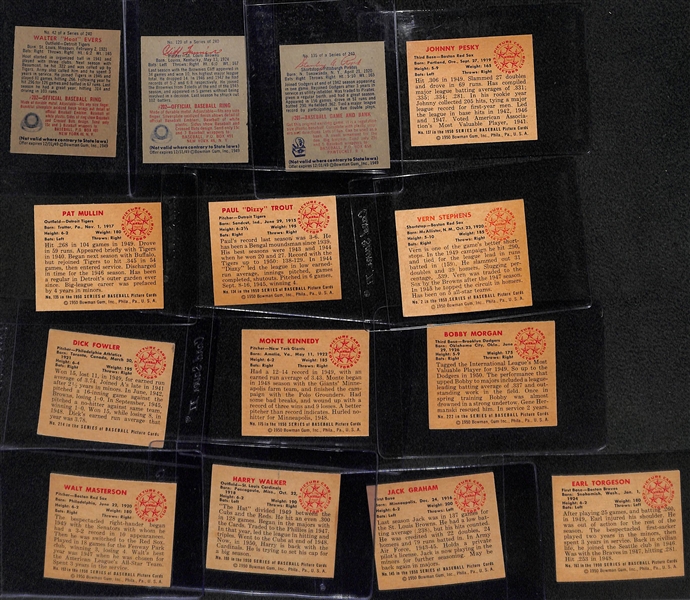 Lot of (14) 1949-1950 Bowman Baseball Cards