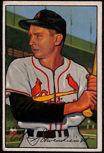 Lot of (3) 1951 Bowman Cards w. Pee Wee Reese, Red Schoendienst, and Johnny Pesky