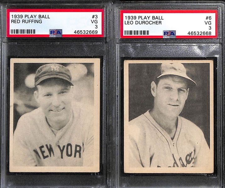 Lot of (79) Different 1939 Play Ball Baseball Cards (79 of the 1st 90 Cards in the 162 Card Set) w. 7 Graded Cards