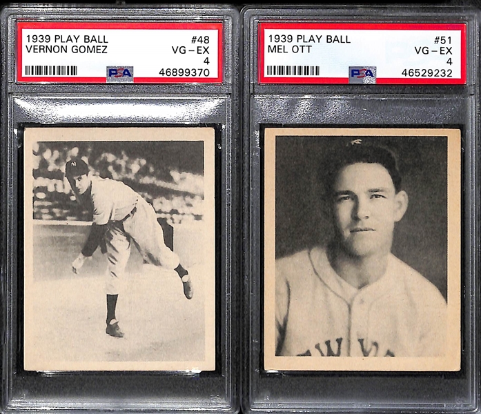 Lot of (79) Different 1939 Play Ball Baseball Cards (79 of the 1st 90 Cards in the 162 Card Set) w. 7 Graded Cards