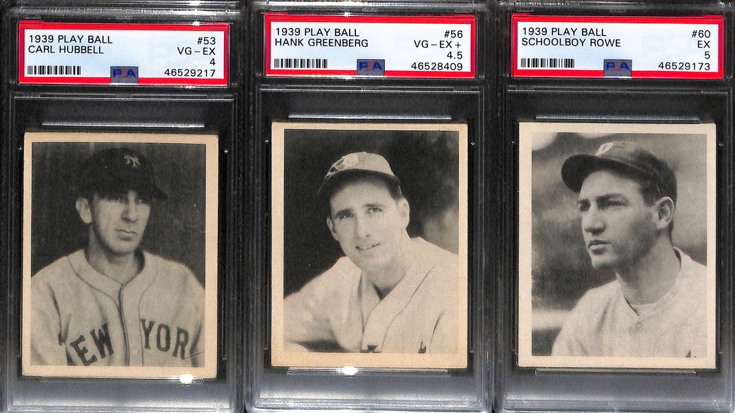 Lot of (79) Different 1939 Play Ball Baseball Cards (79 of the 1st 90 Cards in the 162 Card Set) w. 7 Graded Cards