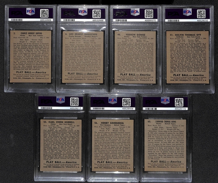 Lot of (79) Different 1939 Play Ball Baseball Cards (79 of the 1st 90 Cards in the 162 Card Set) w. 7 Graded Cards