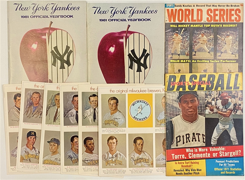 Lot of (55) Sports Magazine & Programs from 1960s-1980s w. (2) 1981 Yankees Yearbooks
