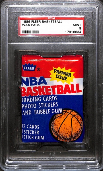 1986-87 Fleer Basketball Wax Pack PSA 9 MINT (Possible Michael Jordan Rookie Card &/or Sticker)