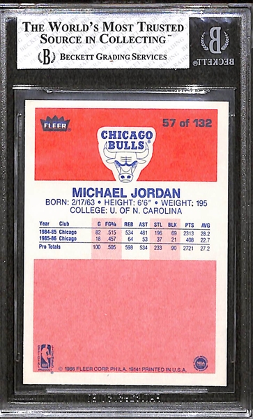 1986-87 Fleer Basketball Michael Jordan #57 Rookie Card BGS 8 (Amazing Eye Appeal w. (2) 9.5 Subgrades for Centering and Corners)