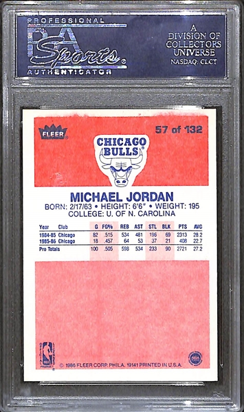 1986-87 Fleer Michael Jordan #57 Rookie Card PSA 8 - Great Centering & Eye Appeal!
