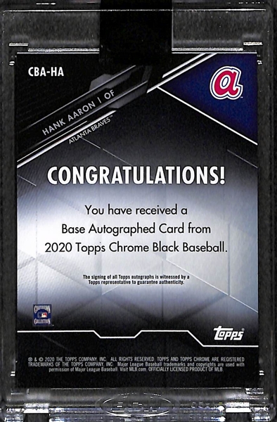 2020 Topps Chrome Black Encased Hank Aaron Autographed Card
